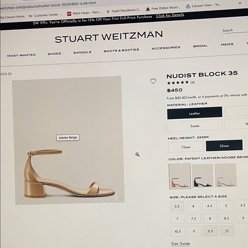 Stuart Weitzman Patent Leather Adobe Beige Heels